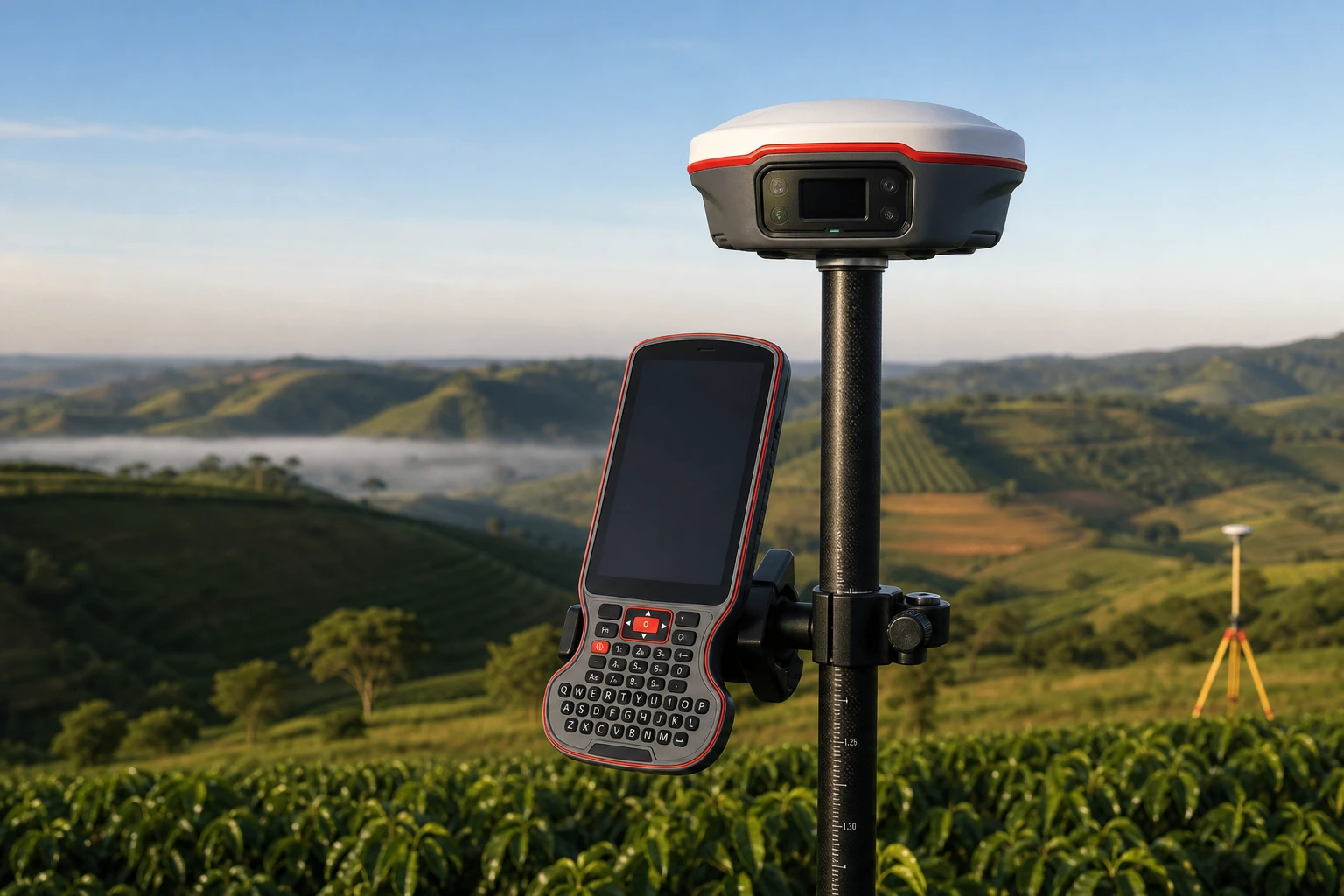 Receptor GNSS RTK utilizado em levantamentos topográficos